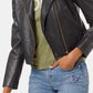 Michael Kors Women's Leather Moto Jacket Black Size Petite Medium