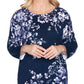 Alfred Dunner Women's Wisteria Lane Asymmetric Floral Print Sweater Blue Size 3X