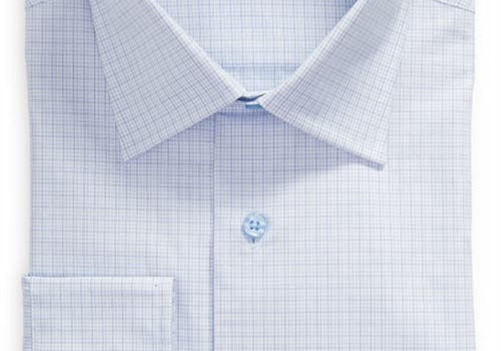 David Donahue Regular Fit Fine Check Dress Shirt In Blue Size 16.5 - 32
