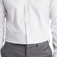 David Donahue Trim Fit Non-Iron Cotton Dress Shirt In White/Brown/Blue