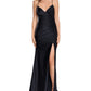 XSCAPE Women's Side Gathered High Slit Dress Black Size 8
