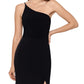 XSCAPE Women's One Shoulder High Slit Gown Black Size 10Petite