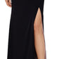 XSCAPE Women's One Shoulder High Slit Gown Black Size 10Petite