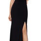 XSCAPE Women's One Shoulder High Slit Gown Black Size 14Petite