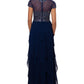 XSCAPE Women's Embroidered Bodice Ruffled Skirt Dress Blue Size 8