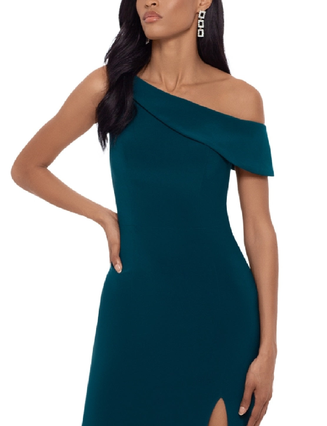 XSCAPE Women's One Shoulder Gown Green Size 4