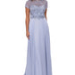 XSCAPE Women's Beaded Short Sleeve Gown Gray Size 14