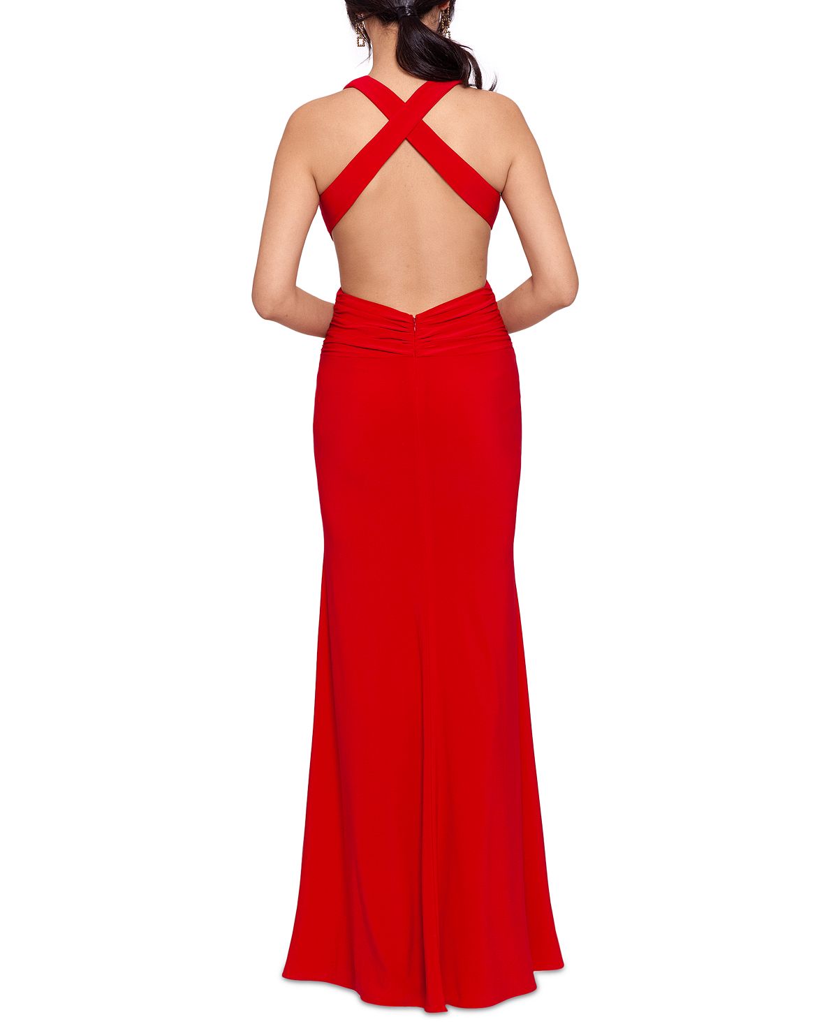 XSCAPE Women's Cross Back Cut Out Fit & Flare Dress Red Size 6