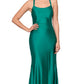 XSCAPE Women's Lace Up Satin Gown Green Size 12