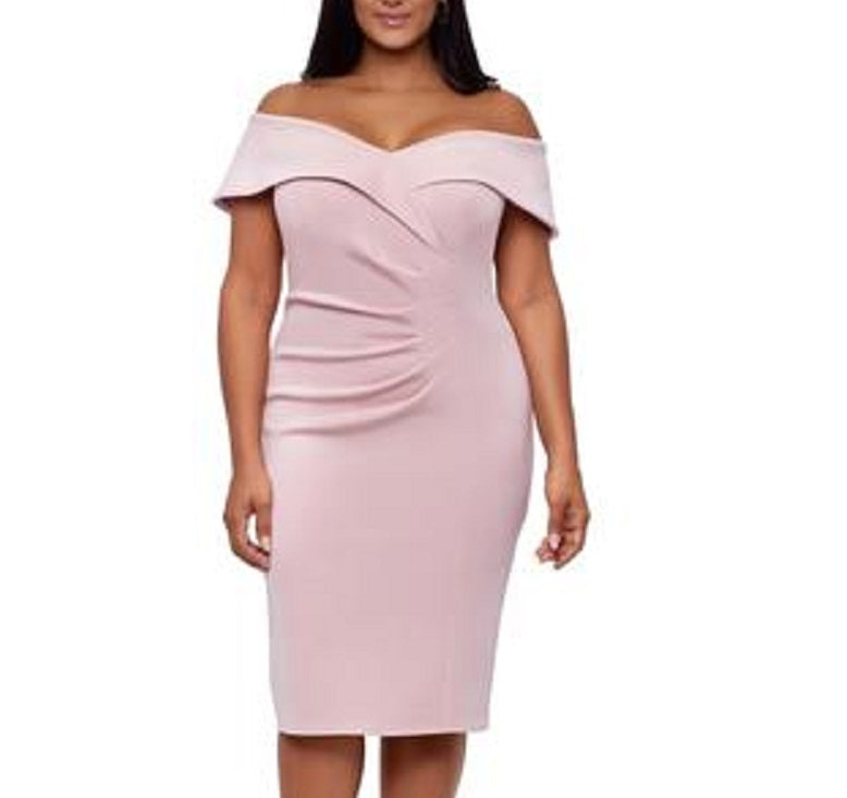 XSCAPE Women's Sweetheart Neck Dress Pink Size 22W