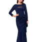 XSCAPE Women's Scuba Cutout Detail Ruffled Fit & Flare Gown Blue Size 16