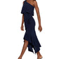 XSCAPE Women's One Shoulder Popover High Low Dress Blue Size 4