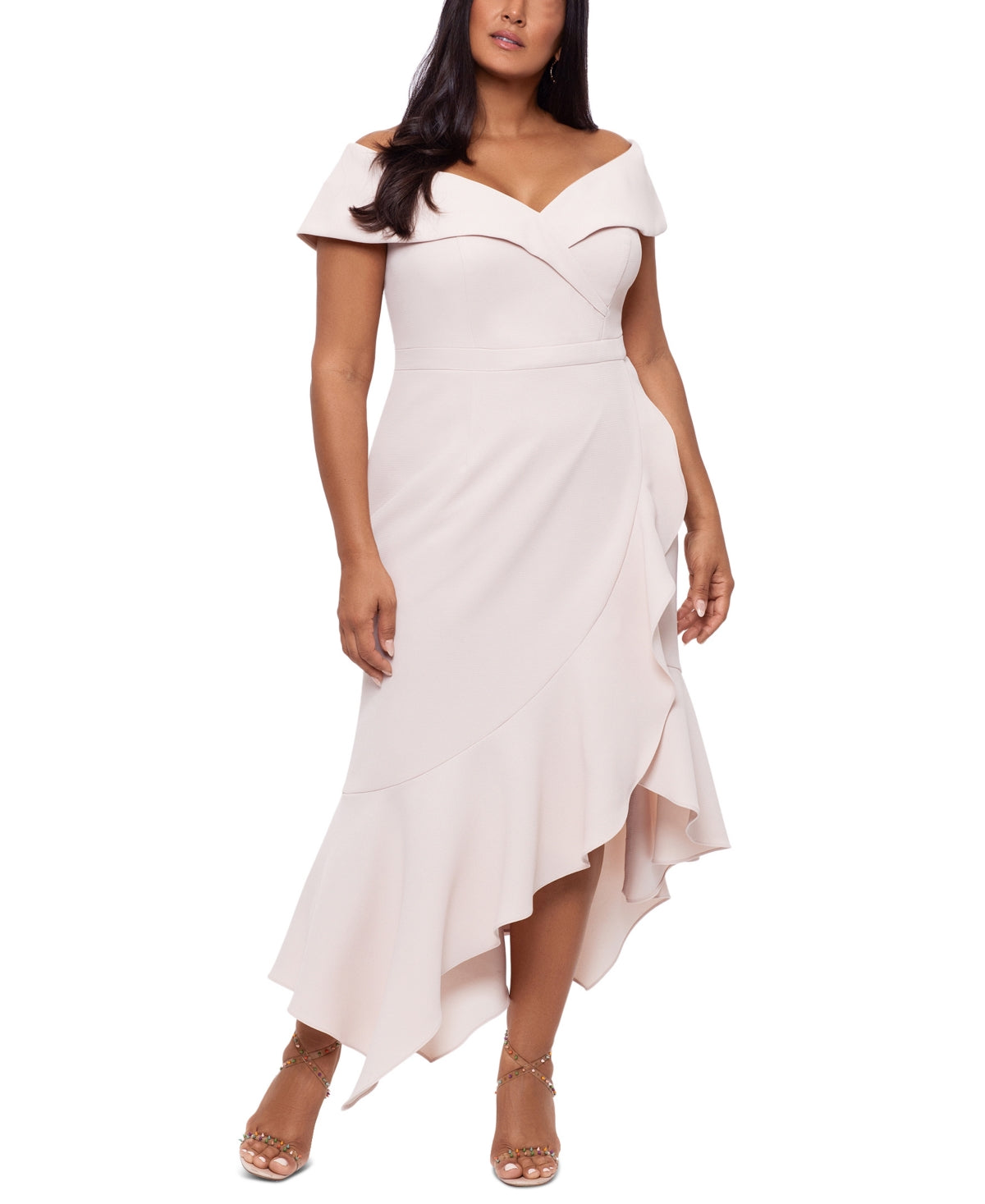 xscape-womens-off-the-shoulder-gown-pink-size-20w