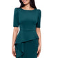 XSCAPE Women's Ruffled Scuba Short Sleeve Gown Green Size 14