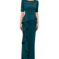 XSCAPE Women's Ruffled Scuba Short Sleeve Gown Green Size 14