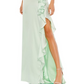 Ieena for Mac Duggal Ruffle Satin Trumpet Gown in Pistachio Size 4