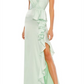 Ieena for Mac Duggal Ruffle Satin Trumpet Gown in Pistachio Size 4