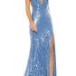 Mac Duggal Sequin Halter Neck Gown in Cerulean Blue Size 4