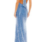 Mac Duggal Sequin Halter Neck Gown in Cerulean Blue Size 4