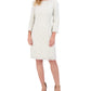 Eliza J Womens Fringe Trim Boucle Tweed Sheath Dress Ivory