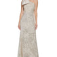 Eliza J Women's Sequin & Satin One Shoulder Gown Beige Size 8