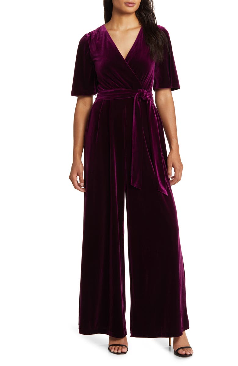 eliza-j-womens-blue-wide-leg-faux-wrap-jumpsuit