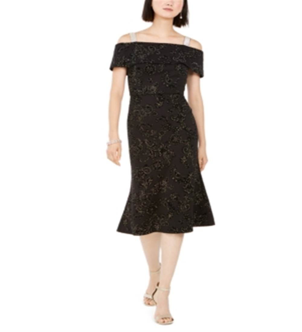 28Th & Park Women's Velvet Off The Shoulder Dress Brown Size 10