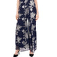 MSK Women's Metallic Floral Print Halter Wide Leg Jumpsuit Blue Size X-Large