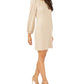 MSK Women's Ribbed Unlined Blouson Sleeve Crew Neck Above The Knee Wear To Work Sheath Dress Beige Size X-Large