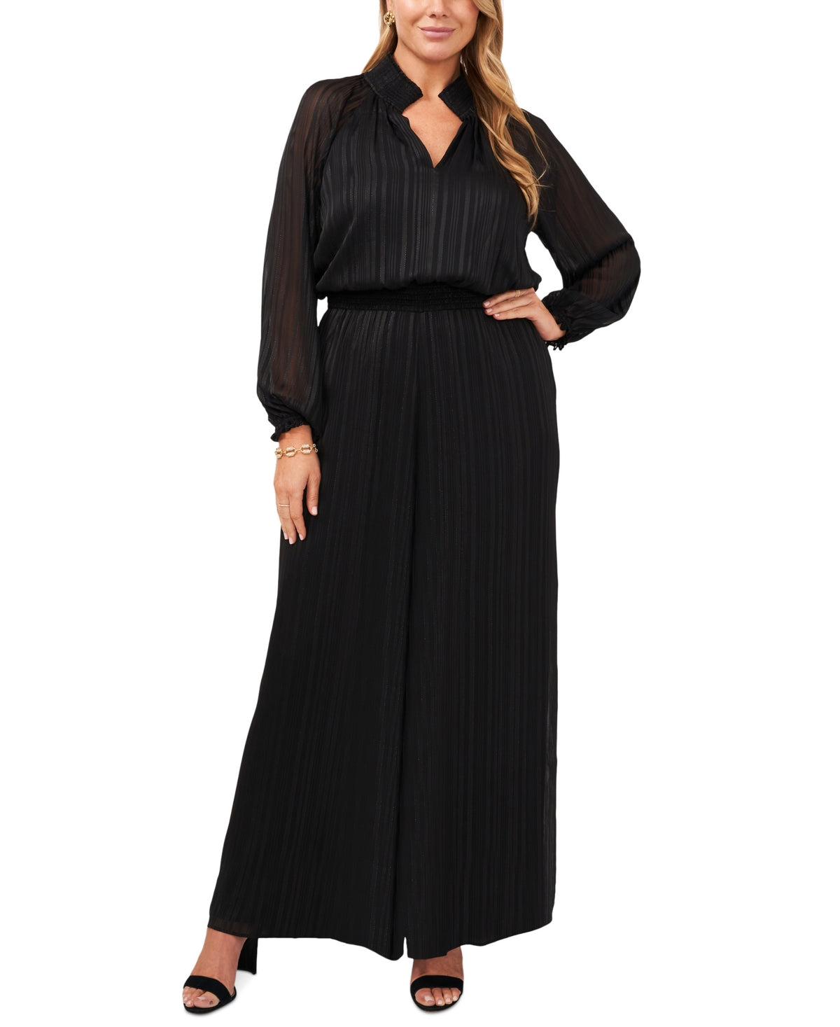 MSK Women's Smocked Waist Jumpsuit Black Size 2X