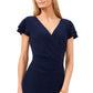 MSK Women's Surplice Sheath Dress Blue Size Large
