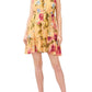 MSK Women's Mock Neck Foil Dot Fit & Flare Dress Yellow Size Petite Large