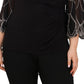 MSK Women's Cold Shoulder Beaded Sleeve Top Black Size 3X