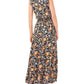 MSK Women's Floral Print Smocked Waist Tiered Maxi Dress Black Size X-Large
