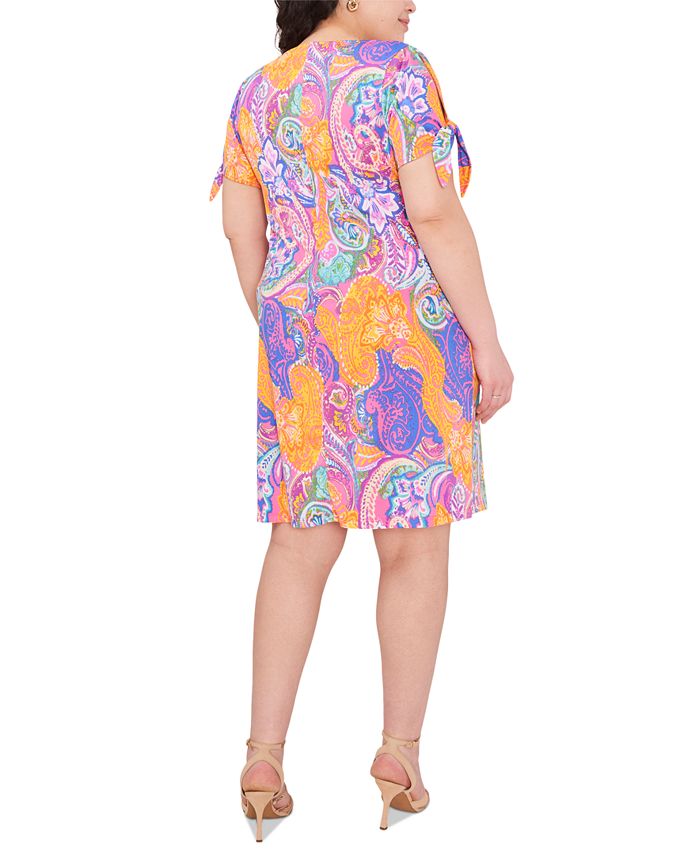 MSK Women's Tie Sleeve Mini Sheath Dress Pink Size 3X