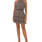 MSK Women's Halter Neck Tiered Chiffon Fit & Flare Dress Black Size Large
