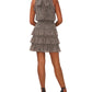 MSK Women's Halter Neck Tiered Chiffon Fit & Flare Dress Black Size Large