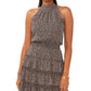 MSK Women's Halter Neck Tiered Chiffon Fit & Flare Dress Black Size Large