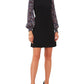 MSK Women's Printed Sleeve Smocked Cuff Shift Dress Black Size Medium