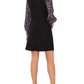 MSK Women's Printed Sleeve Smocked Cuff Shift Dress Black Size Medium
