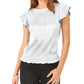 Sam & Jess Women's Metallic Flutter Sleeve Smocked Hem Top Gray Size Petite