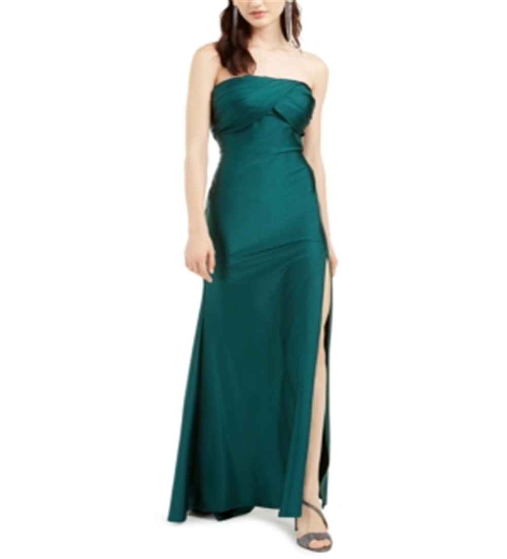 Jump Junior's Ruched Strapless Gown Green Size 0