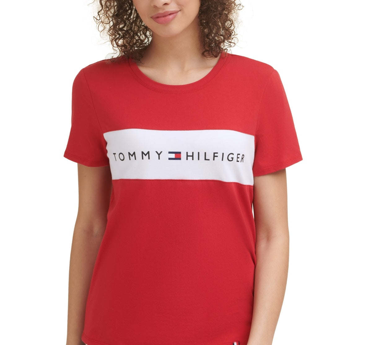 Tommy Hilfiger Women's Sport Colorblocked Logo T-Shirt Red Size X-Large