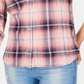 Tommy Hilfiger Women's Plaid Utility Shirt Pink Size Medium