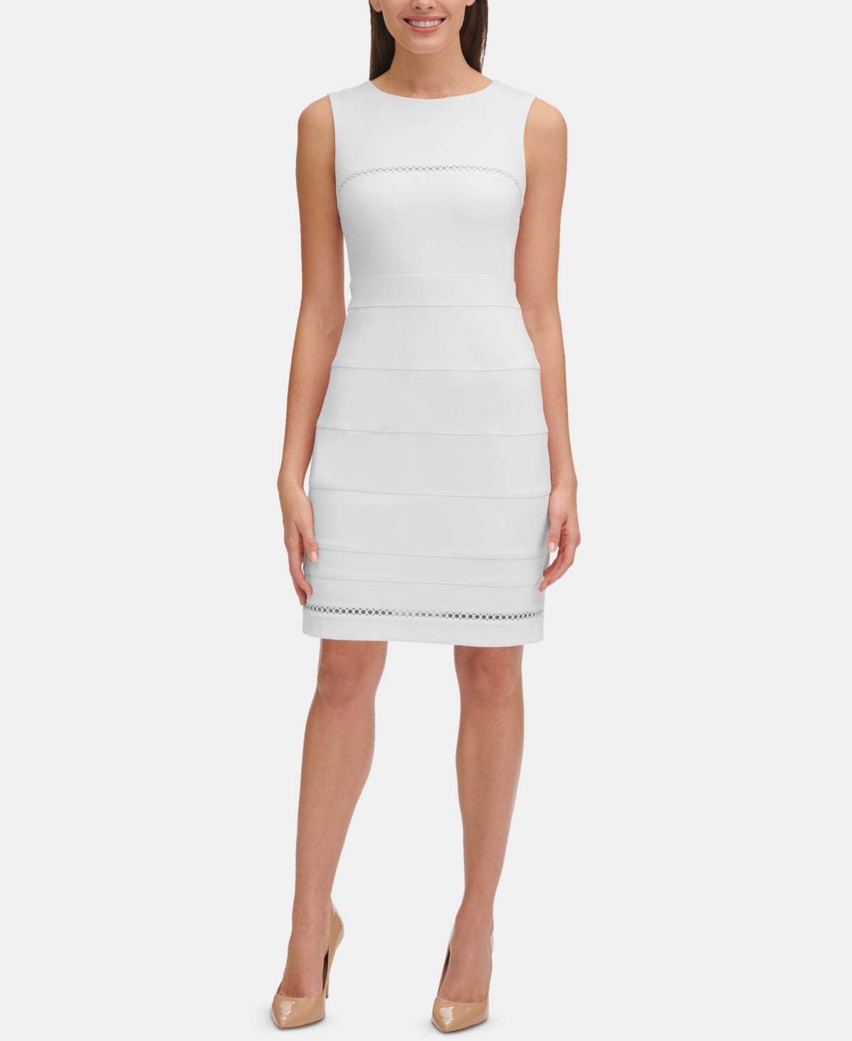 Tommy Hilfiger Women's Circle Trim Dress White Size 14