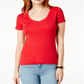 Tommy Hilfiger Women's V Neck T-Shirt Red Size Medium