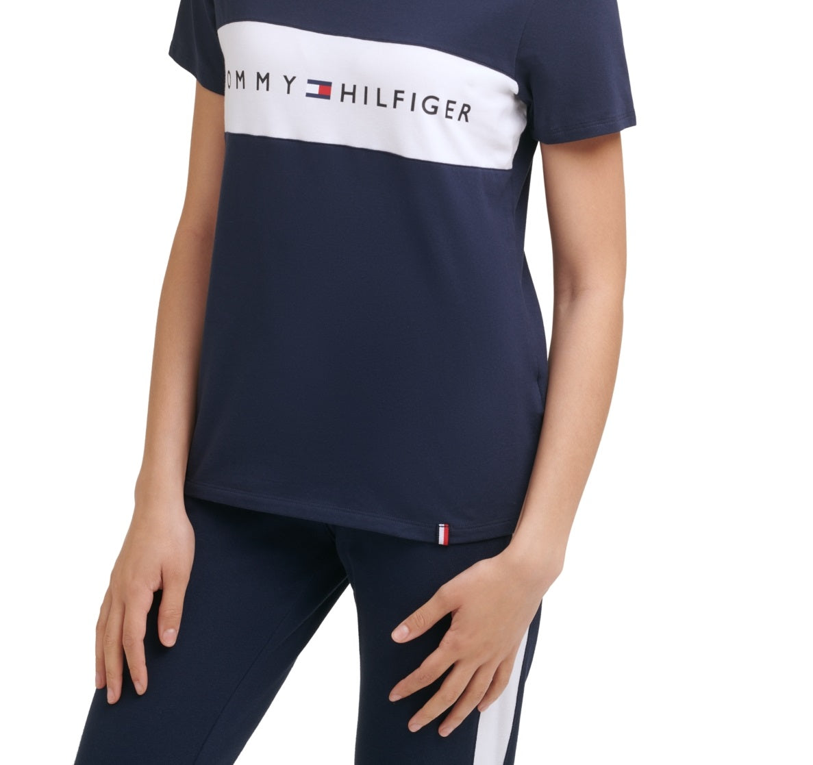 Tommy Hilfiger Women's Sport Colorblocked Logo T-Shirt Blue Size X-Large