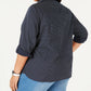 Tommy Hilfiger Women's Roll Tab Button Up Shirt Black Size 2X