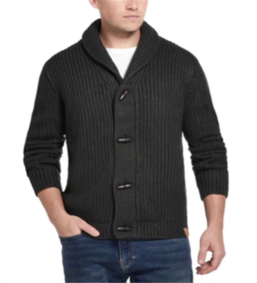 Weatherproof Vintage Men's Cable Knit Shawl Collar Cardigan Sweater Green Size X-Large