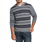 Vintage Men's Jacquard Knit Sweater Hooded Blue Size X-Large